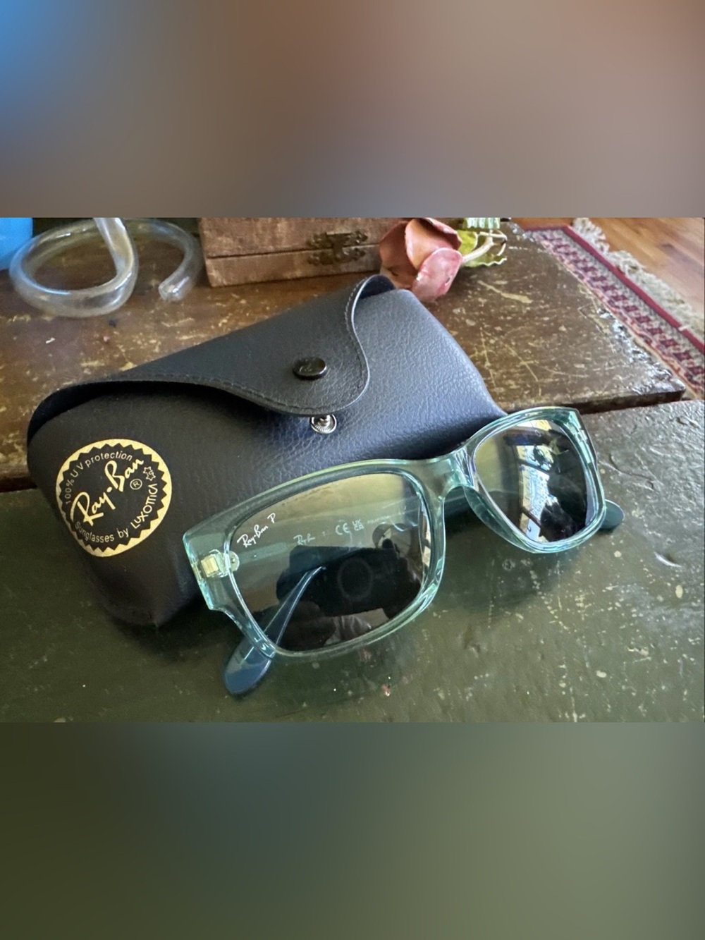 Turquoise Men’s Ray-Ban Polarized Justin Sunglasses RB4388 55mm
